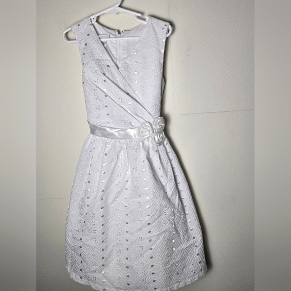 Girl's Bonnie Jean White Special Occasion Dress, Size 10 - Picture 1 of 4
